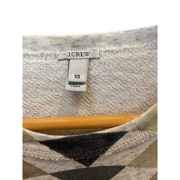 J. Crew Women XS Geometric Chevron Metallic Long Sleeve Sweatshirt Grey & Gold - Picture 4 of 11